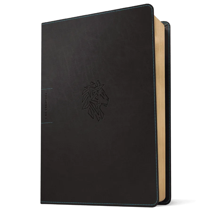 Courage For Life Study Bible For Men - LeatherLike Onyx Lion
