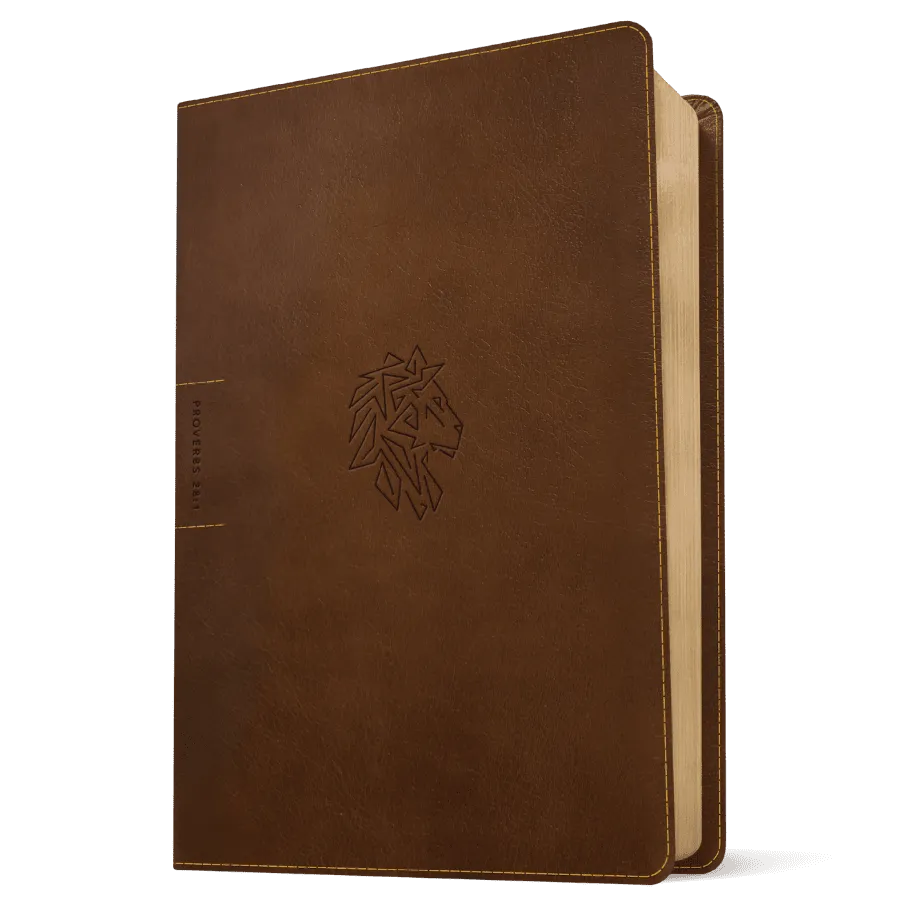 Courage For Life Study Bible For Men - LeatherLike Rustic Brown Lion