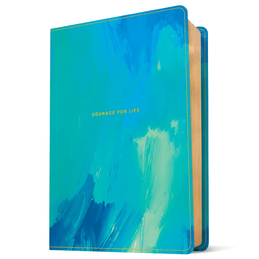 Courage For Life Study Bible For Women - LeatherLike Brushed Aqua Blue