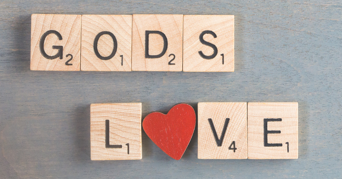 Scrabble pieces spelling God's Love