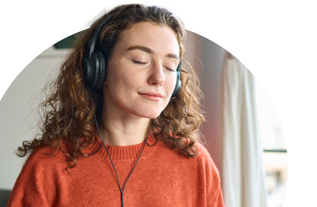 Woman listening to audio Bible